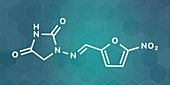 Nitrofurantoin antibiotic drug molecule, illustration