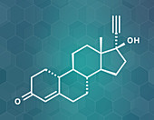 Norethisterone progestogen hormone drug, illustration