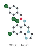Oxiconazole antifungal drug molecule, illustration
