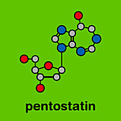 Pentostatin cancer drug molecule, illustration