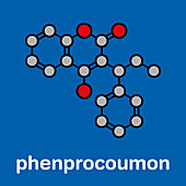 Phenprocoumon anticoagulant drug molecule, illustration