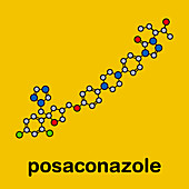 Posaconazole antifungal drug molecule, illustration