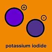 Potassium iodide chemical structure, illustration