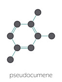 Pseudocumene aromatic hydrocarbon molecule, illustration