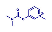 Pyridostigmine cholinesterase drug molecule, illustration