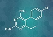 Pyrimethamine malaria drug molecule, illustration