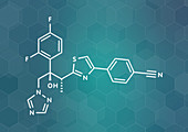 Ravuconazole antifungal drug molecule, illustration