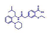 Repaglinide diabetes drug molecule, illustration
