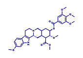 Reserpine alkaloid molecule, illustration