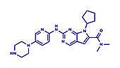 Ribociclib cancer drug molecule, illustration