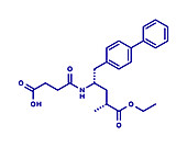 Sacubitril hypertension drug molecule, illustration