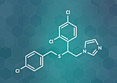 Sulconazole antifungal drug molecule, illustration
