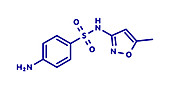 Sulfamethoxazole antibiotic drug molecule, illustration