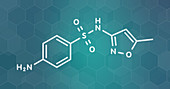 Sulfamethoxazole antibiotic drug molecule, illustration
