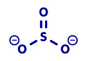 Sulfite anion chemical structure, illustration