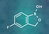 Tavaborole topical antifungal drug molecule, illustration