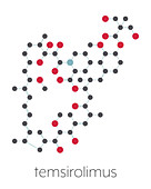 Temsirolimus cancer drug molecule, illustration