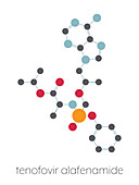 Tenofovir alafenamide antiviral drug molecule, illustration