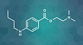 Tetracaine local anesthetic drug molecule, illustration