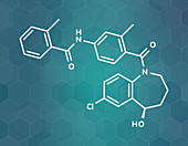 Tolvaptan hyponatremia drug molecule, illustration