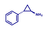 Tranylcypromine antidepressant drug molecule, illustration
