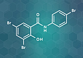 Tribromsalan disinfectant molecule, illustration