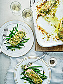 Pesto salmon with green beans