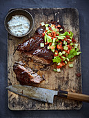 Lamb collar with a tomato and celery salad and herb yoghurt