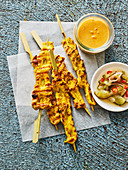 Thai chicken skewers with a peanut sauce