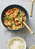 Thai coconut and beef curry with yardlong beans