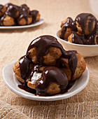 Profiteroles with chocolate icing
