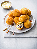 Smoked black pudding croquettes with apple sauce
