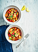 Smoky prawn, pepper and new potato stew