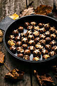 Roasted Chestnuts in Cast Iron Pan