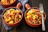Cabbage with potatoes and chorizo