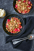 Rhubarb and ginger crumble