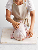 Whole roast turkey preparation