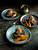 Yorkshire parkin with caramelised pears