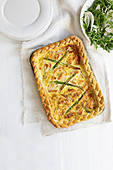 Salmon and asparagus quiche