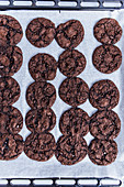 Chocolate cake mix cookies right from oven