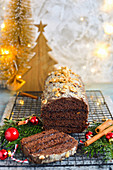 Gingerbread layered with plum jam
