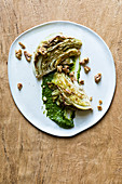 Roasted white cabbage with walnuts and mojo
