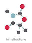 Trimethadione anticonvulsant drug molecule, illustration