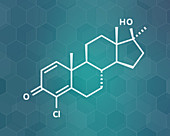 Chlorodehydromethyltestosterone molecule, illustration