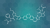 Velpatasvir hepatitis C virus drug molecule, illustration