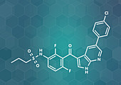 Vemurafenib melanoma drug molecule, illustration