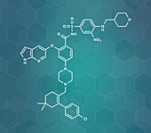 Venetoclax cancer drug molecule, illustration