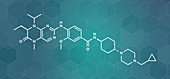 Volasertib cancer drug molecule, illustration