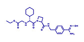 Ximelagatran anticoagulant drug molecule, illustration