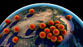 Global spread of coronaviruses, conceptual illustration